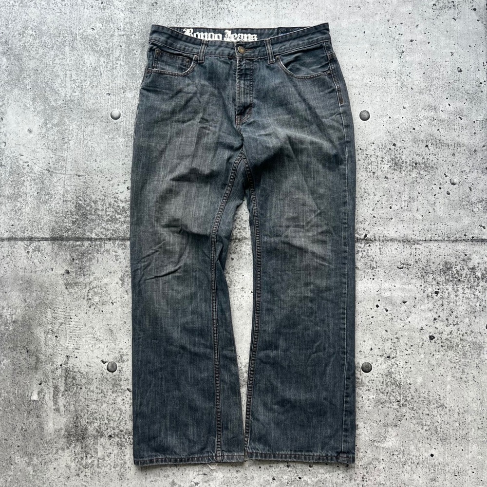 Bongo Jeans Mens 34x31 Gray Blue Distressed Detroit Bootcut Y2K Grunge Skater